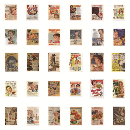 60PCS European and American Retro Poster Expression Graffiti Stickers Personalized Creative Trend Decorative Stickers Refrigerator Skateboards Water Cups Guitar Helmets Fashion Popular Decals Toys