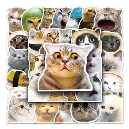 50PCS New Popular Cartoon Cat Sticker Pack Skateboard Guitar Decoration DIY Suitcase Water Cup  Notebook  Decal
