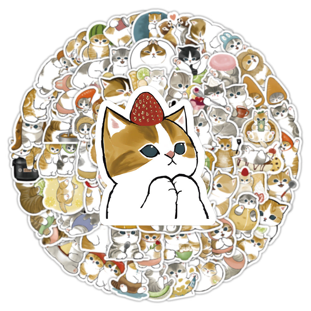 100PCS Cute Kitten Doodle Stickers, Bulk Cartoon Cat Decals for Endless Cuteness, Planners, and Stress Relief