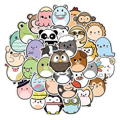 50PCS Cartoon Roly-Poly Animal Stickers - Kawaii Self-Righting Toy Doodle Decals for Journals, Nursery Decor & Resilience-Themed Gifts