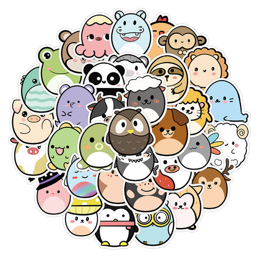 50PCS Cartoon Roly-Poly Animal Stickers - Kawaii Self-Righting Toy Doodle Decals for Journals, Nursery Decor & Resilience-Themed Gifts