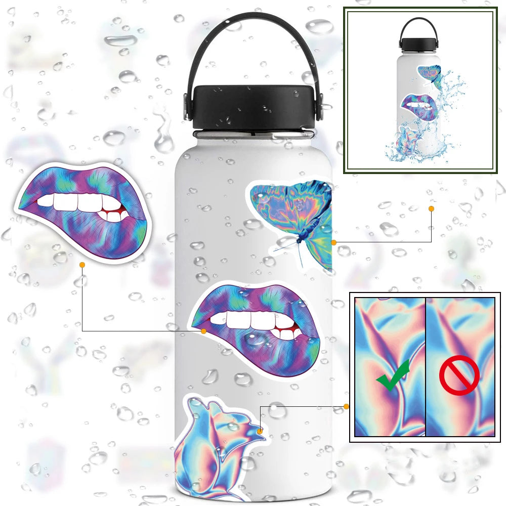 50PCS Cartoon CreativeHolographic Laser Graffiti Stickers Bicycle Scooter Car Helmet Notebook Computer