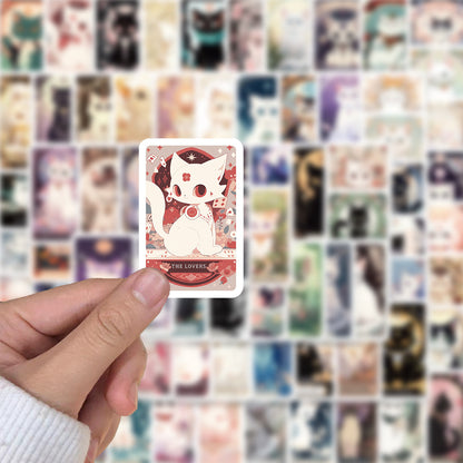 78PCS Feline Tarot Semiotics Stickers - Nine Lives Archetype Decals for Cat-Human Allegories, Whisker Divination Maps & Furry Fate Journals