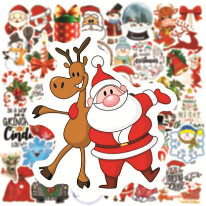 50 pieces of cartoon Christmas graffiti stickers, personalized, fashionable and creative decorated exquisite decal toys, refrigerators, skateboards, cups, helmets, guitars and popular stickers