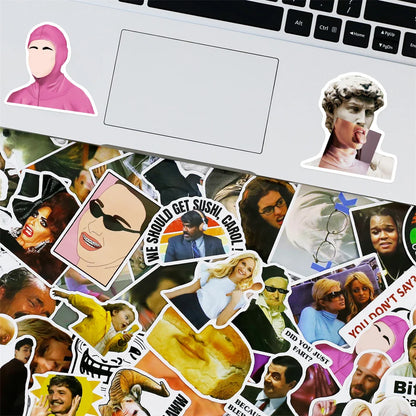 50PCS Spoof Character Expression Pack Sticker Smiling Face Computer Cartoon Cute Skateboard Refrigerator WaterCup