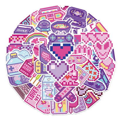 50PCS   InsPixel Style Trendy Graffiti Waterproof Sticker Toy Decoration Notebook Children Gift Ipad  PVC Sticker