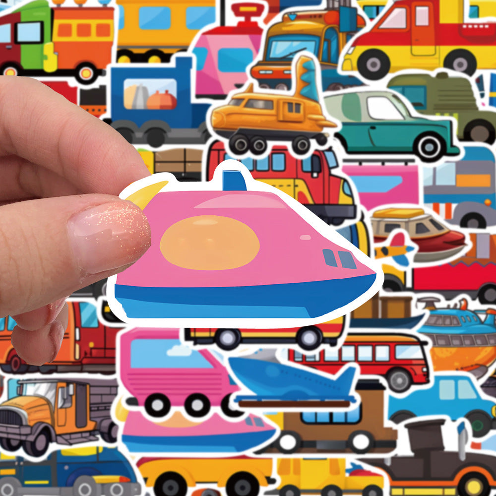 50PCS Cartoon Car Doodle Stickers for Phone Cases, Laptops, Skateboards, Water Bottles, Helmets, and More Perfect for DIY Notebooks, Decorating Desktops, and More
