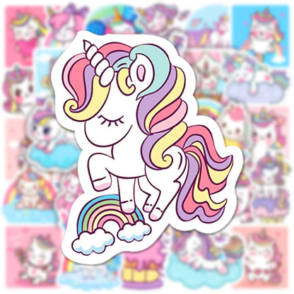 50PCS New Cute Unicorn Graffiti Stickers Refrigerator Computer Notebook Skateboard Water Cup