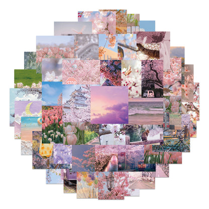 65PCS Spring Wallpaper Stickers, Removable Floral & Nature Cartoon Doodles for Room Decor and Fresh Vibes