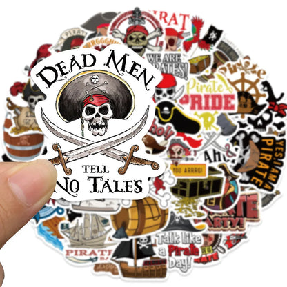 50PCS New Trendy Cartoon Cool Pirate Graffiti Helmet Water Cup DIY Waterproof PVC Children's Toy Reward Sticker