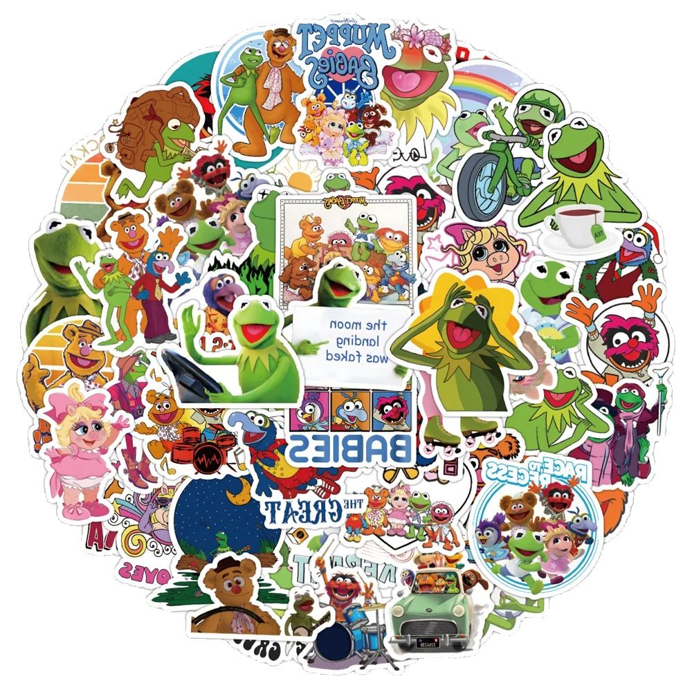 50PCS Giant Cartoon Frog Puppet Doodle Stickers Exquisite Creative Decorative Decals Perfect for Skateboards, Water Bottles, Helmets, and Guitars
