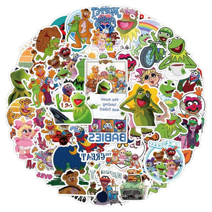 50PCS Giant Cartoon Frog Puppet Doodle Stickers Exquisite Creative Decorative Decals Perfect for Skateboards, Water Bottles, Helmets, and Guitars