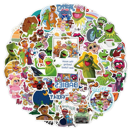 50PCS Giant Cartoon Frog Puppet Doodle Stickers Exquisite Creative Decorative Decals Perfect for Skateboards, Water Bottles, Helmets, and Guitars