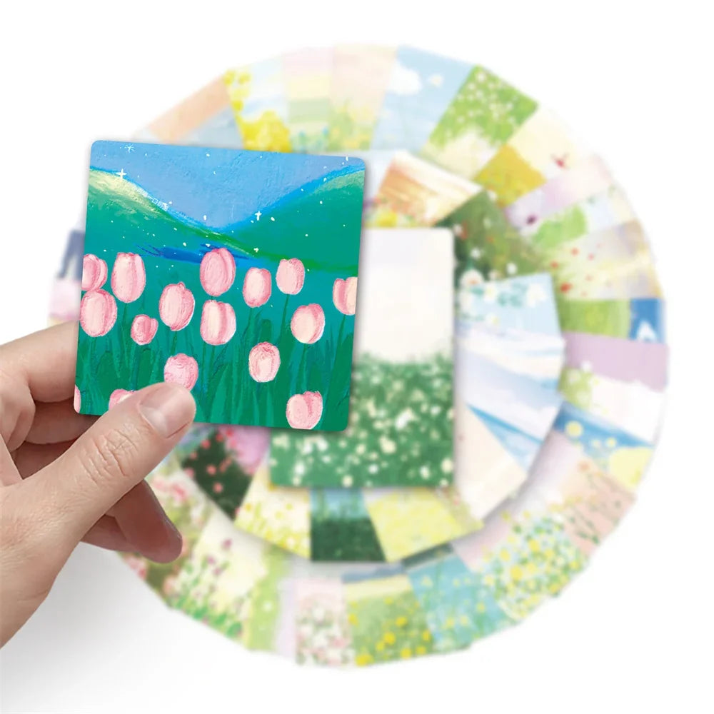 50PCS Flower Oil Painting Cartoon  Personality  Creative Graffiti Sticker DIY Suitcase Computer Water Cup  Bike