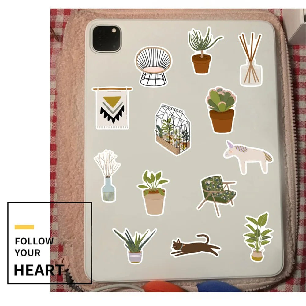 50PCS Ins Style Furniture Life Green Plants Japanese Style Sticker Luggage Graffiti Stationery Stickers