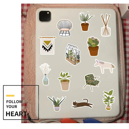 50PCS Ins Style Furniture Life Green Plants Japanese Style Sticker Luggage Graffiti Stationery Stickers