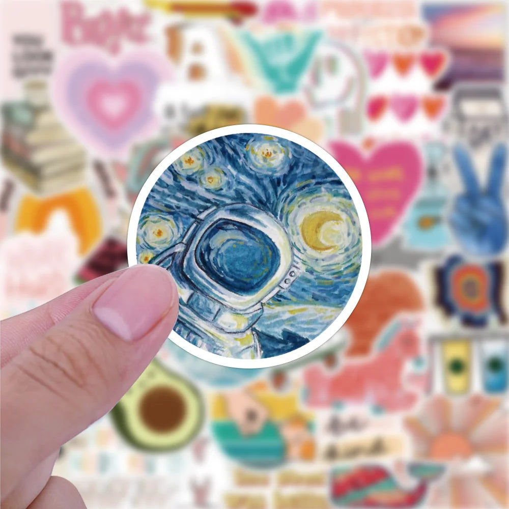 50PCS   CartoonSmall Fresh Graffiti Waterproof Sticker Personalized Creative Decoration Skateboard Cup Guitar