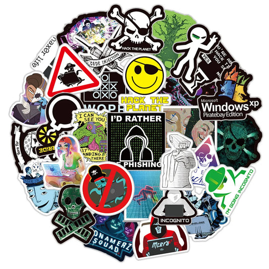 50PCS Cartoon Network Hacker Pattern Sticker DIY Decal Luggage Travel Skateboard Laptop Phone Ipad Sticker