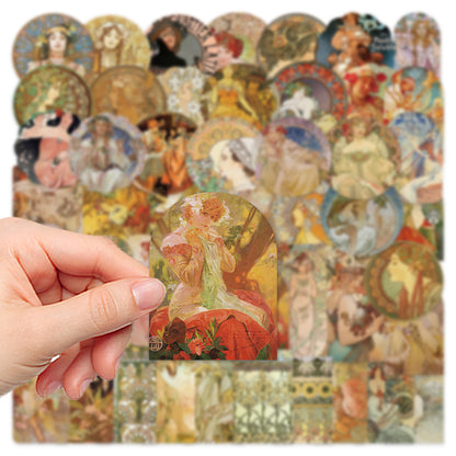 50PCS Vintage Portrait Doodle Stickers, Retro Cartoon People Decals for Journals, Planners, and Artistic Projects