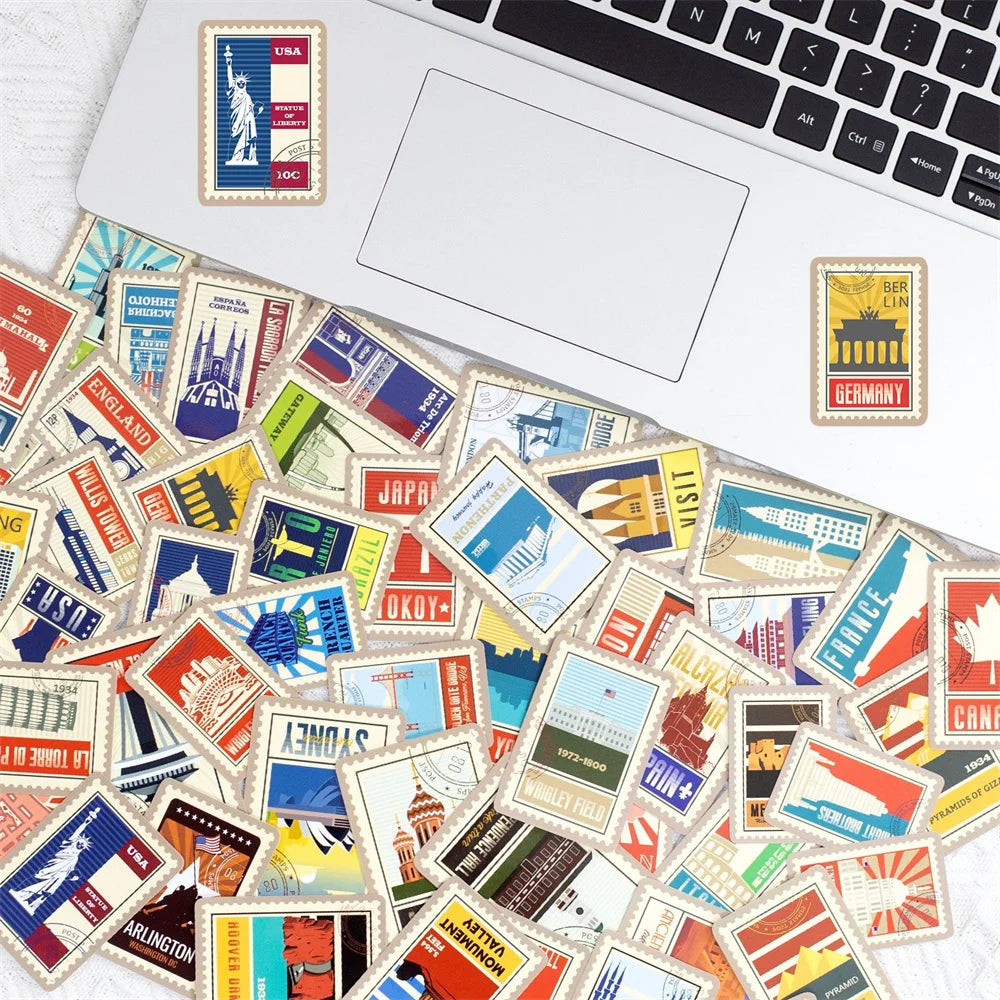 100PCS World Landmark Personalized Sticker Waterproof City Map Creative Notebook Mobile Phone Graffiti Skateboard