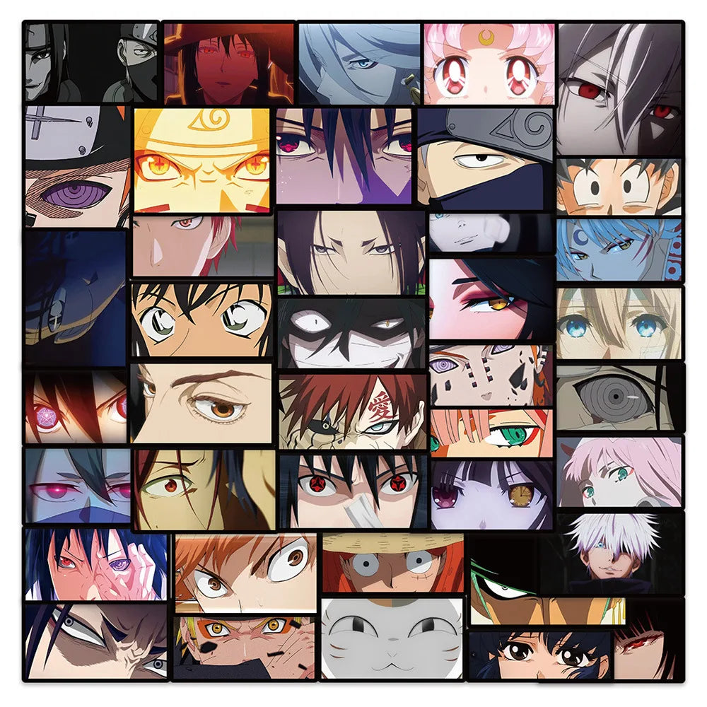 40PCS Cartoon Anime Characters Eyes Graffiti Stickers Personalized Fashion Creative Trend DIY Decorative Stickers IPad Desk Laptop Skateboard Helmet Guitar Popular Decals Toys