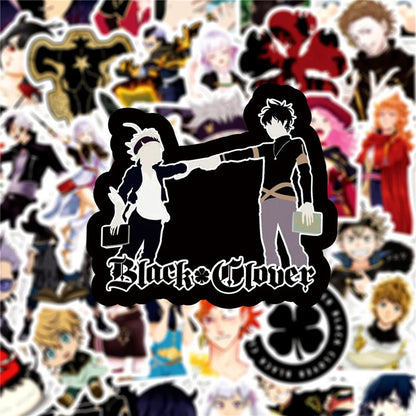 50PCS Black Clover Animation Graffiti Waterproof Stickers Personalized Creative Decoration Trend Refrigerator Cup