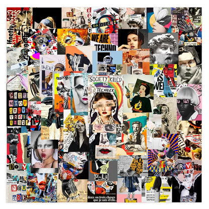 50PCS Art Collage Style Trendy Graffiti Sticker Waterproof Toy Decoration Notebook Kids Gift iPadGuitarPVCSticker