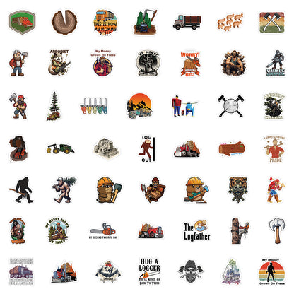 50PCS Lumberjack Doodle Stickers, Cartoon Woodsman & Flannel Decals for a Rugged, Outdoorsy Vibe