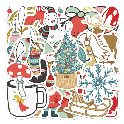 27 pieces of Christmas cute cartoon graffiti stickers, personalized, fashionable, creative and exquisite DIY decorative stickers, toys, refrigerators, skateboards, helmets, water cups, guitars and popular stickers
