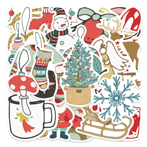 27 pieces of Christmas cute cartoon graffiti stickers, personalized, fashionable, creative and exquisite DIY decorative stickers, toys, refrigerators, skateboards, helmets, water cups, guitars and popular stickers