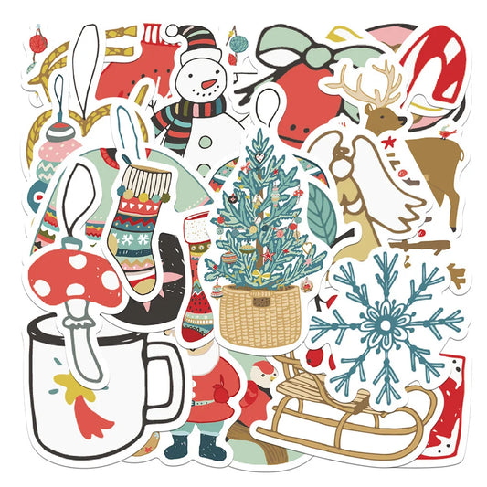 27 pieces of Christmas cute cartoon graffiti stickers, personalized, fashionable, creative and exquisite DIY decorative stickers, toys, refrigerators, skateboards, helmets, water cups, guitars and popular stickers
