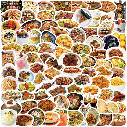 90PCS Cartoon Realistic Food Doodle Stickers for Suitcases, Skateboards, Computers, Laptops, Refrigerators, Water Bottles, Helmets, and More Exquisite DIY Desktop Decorative Decals