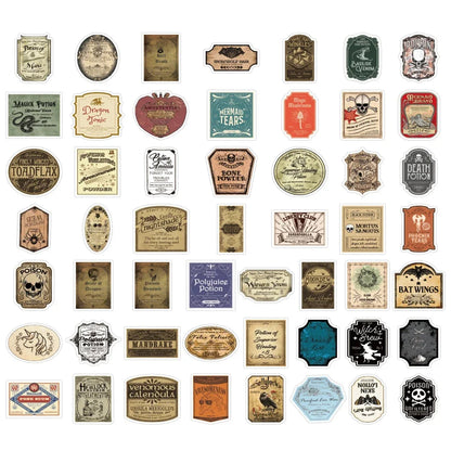 50PCS New Potion Label Graffiti Sticker Waterproof Luggage Laptop Scooter Water Cup Sticker