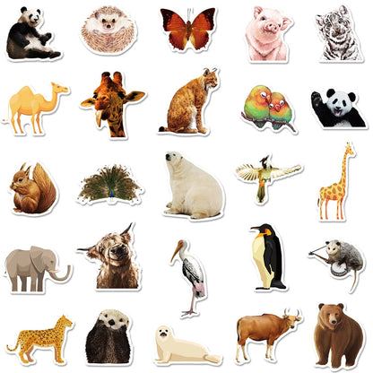 50PCS Zoo Series Cartoon Graffiti Waterproof Stickers Personalized Creative Decoration Refrigerator SkateboardCup