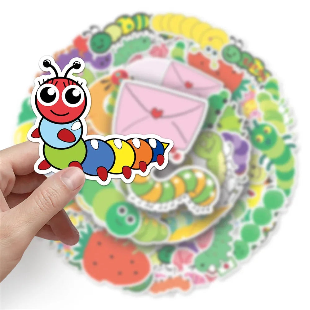 50PCS Cartoon Caterpillar Graffiti Waterproof Sticker Personality Creative Water Cup Refrigerator Guitar Helmet