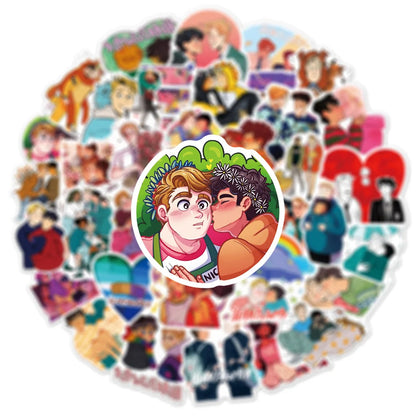 50PCS    DatingGay Heartstopper Graffiti Waterproof Sticker Creative Trend Personalized Decoration Water Cup Guitar