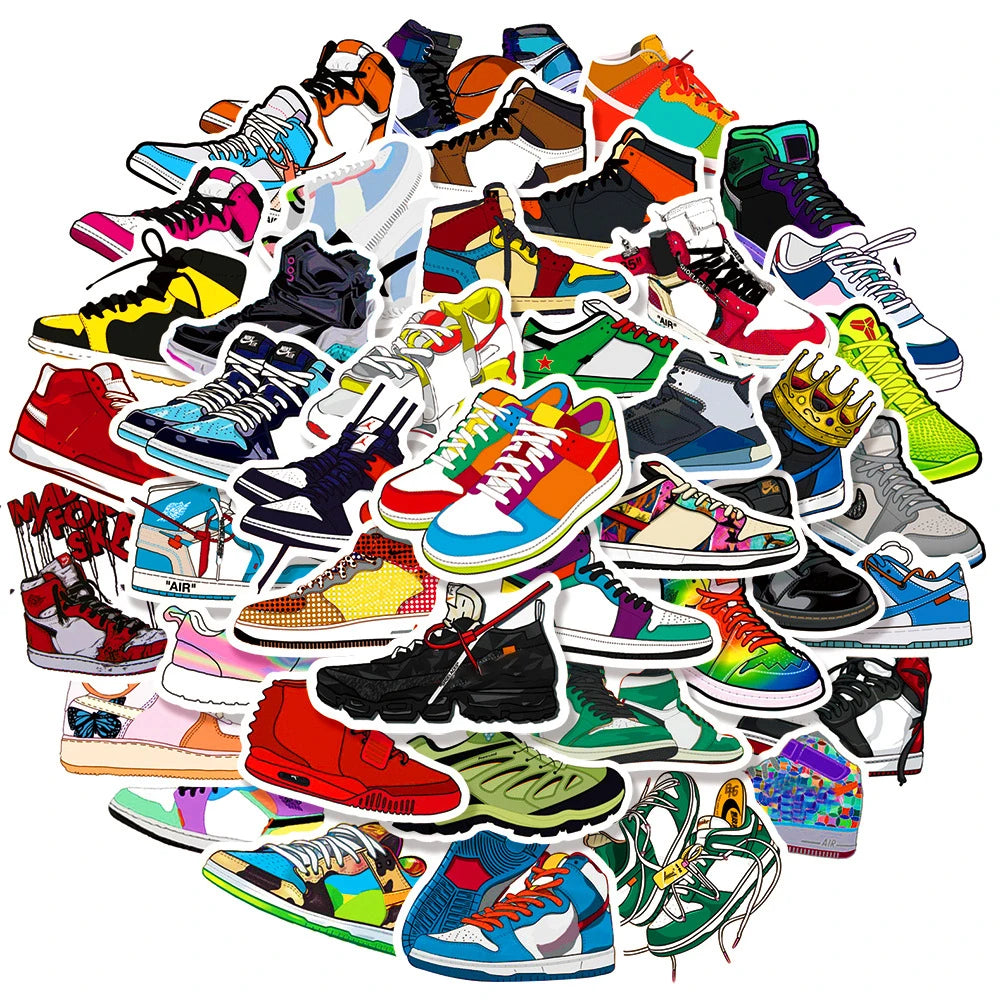 50PCS Cartoon Tide Brand Sneakers Trend Creative Graffiti Sticker Bike Skateboard Car Helmet Laptop Computer