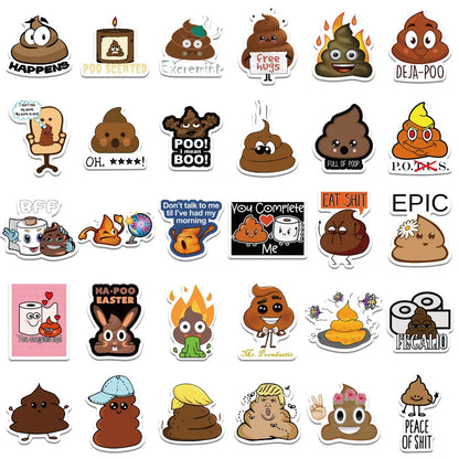 60PCS of poop fun and creative expression spoof graffiti stickers, personalized and fashionable creative trend decorated exquisite decal toys, refrigerator, guitar, skateboard, water cup, helmet, popular stickers