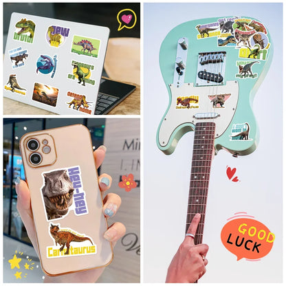 50PCS Realistic Dinosaur Cartoon Gift Sticker For Toys Luggage Laptop DIY Skateboard Guitar Notebook Refrigerator
