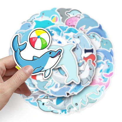 50PCS Cute Dolphin Cartoon Sticker Toy Luggage Laptop iPad Skateboard Phone DIY Water Cup Guitar Fridge Sticker