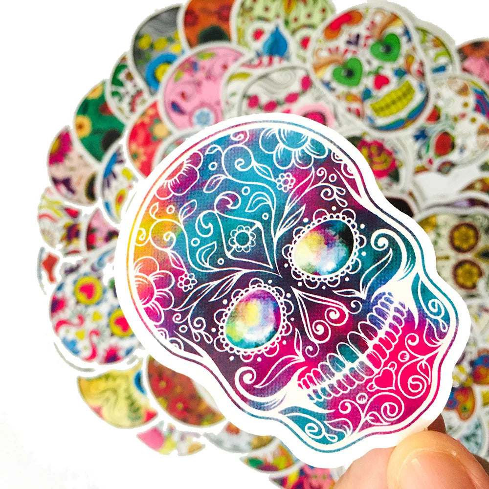 50PCS Cartoon Skull Sticker Graffiti iPad Luggage Laptop Helmet Car Computer Pattern Scrapbook Toy Decoration