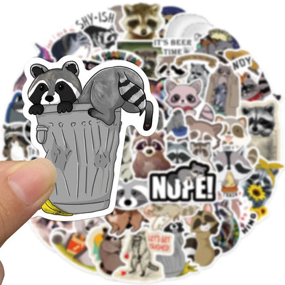 50PCS Cartoon Animal Raccoon Cute Sticker Decoration Suitcase Laptop IPad Journal Guitar Cup Waterproof Sticker
