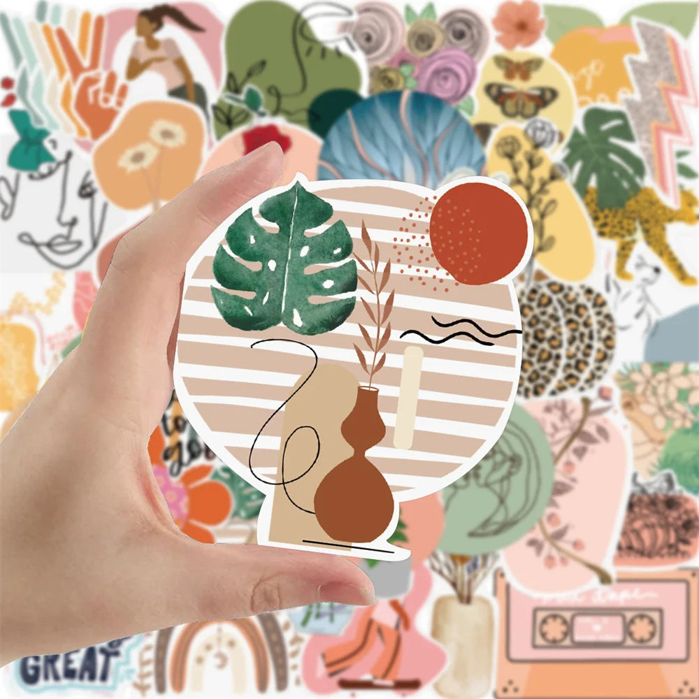 50PCS Aesthetic Art Graffiti Sticker Waterproof Removable Notebook Scooter Trunk Motorcycle Water CupRefrigerator