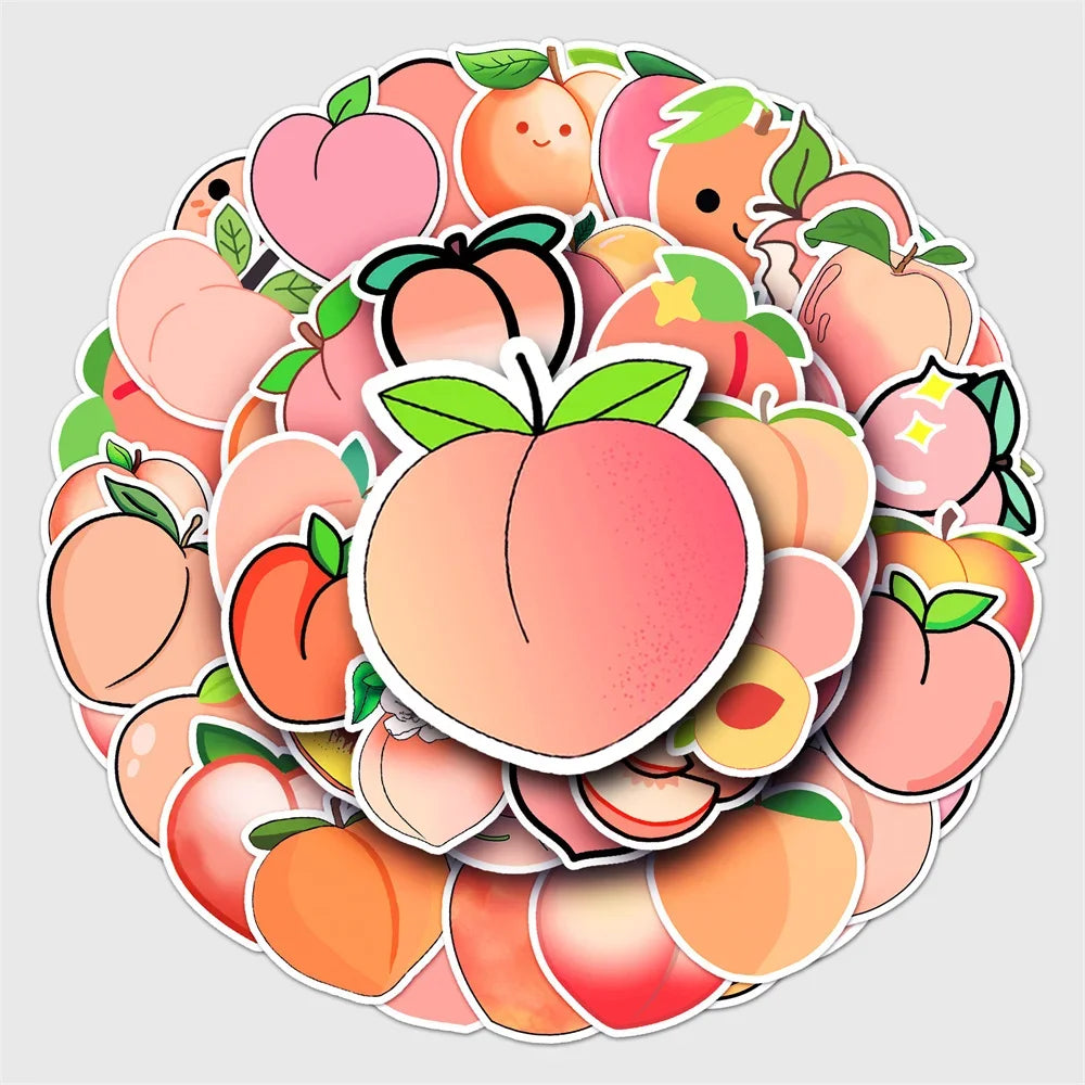 50PCS Peach Cartoon Personality Creative Sticker  DIY Guitar Refrigerator Computer Suitcase Notebook Waterproof