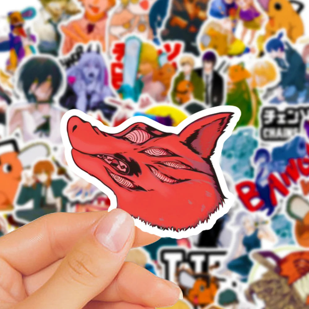 50 pieces of cartoon anime chainsaw man graffiti stickers, personalized, fashionable and creative DIY exquisite decorative stickers, refrigerator, water cup, helmet, guitar, skateboard, popular sticker toys