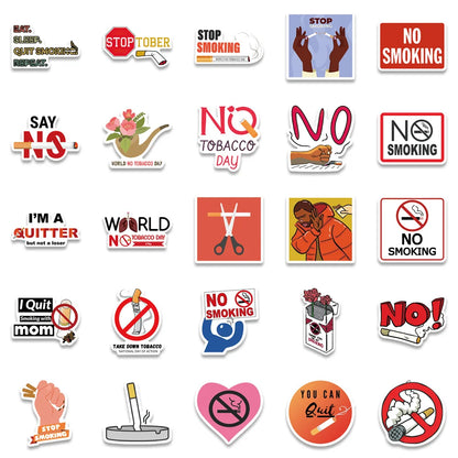 50PCS Cartoon No Smoking World No Tobacco Day Graffiti Sticker Luggage Laptop iPad Skateboard Motorcycle Sticker