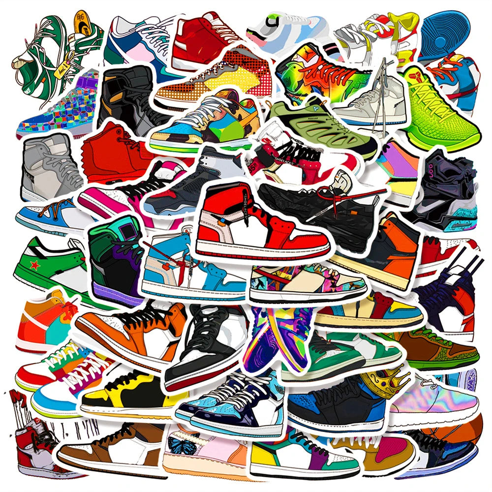 50PCS Cartoon Tide Brand Sneakers Trend Creative Graffiti Sticker Bike Skateboard Car Helmet Laptop Computer
