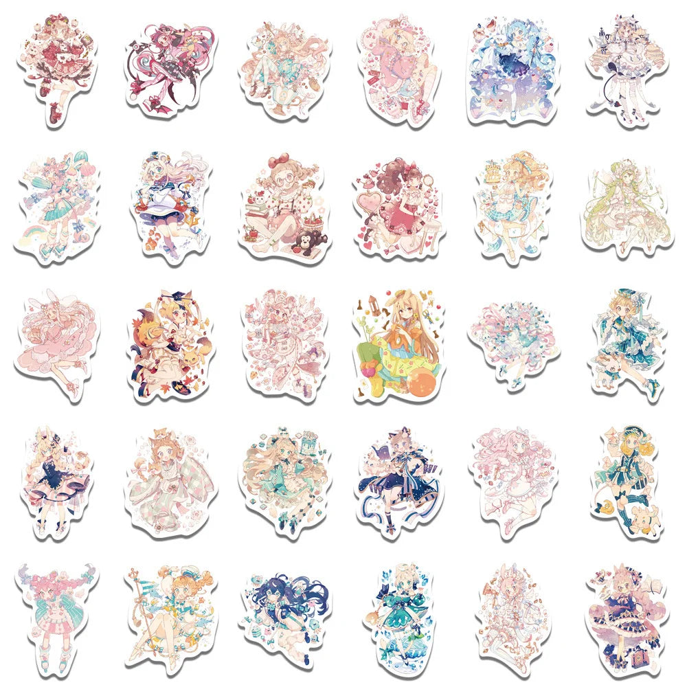 60 pieces of cartoon character graffiti stickers for middle school girls, personalized and fashionable DIY exquisite creative decorative decals, skateboards, refrigerators, water cups, helmets, and popular stickers