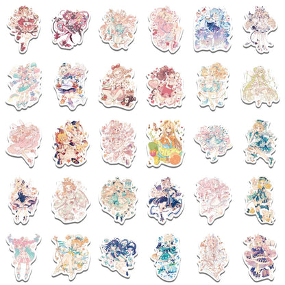 60 pieces of cartoon character graffiti stickers for middle school girls, personalized and fashionable DIY exquisite creative decorative decals, skateboards, refrigerators, water cups, helmets, and popular stickers