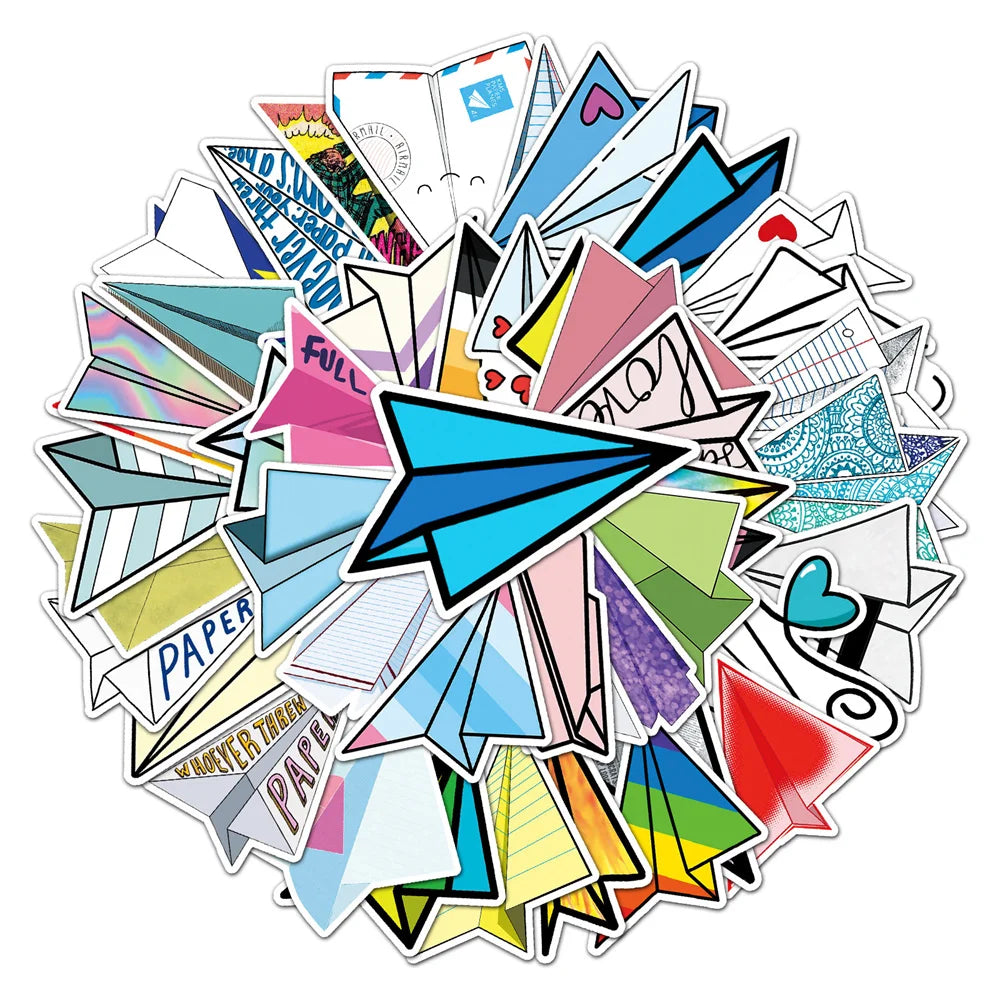 50PCS Paper Airplane Cartoon Personality Creative Graffiti Sticker   Suitcase Guitar Computer Waterproof Sticker